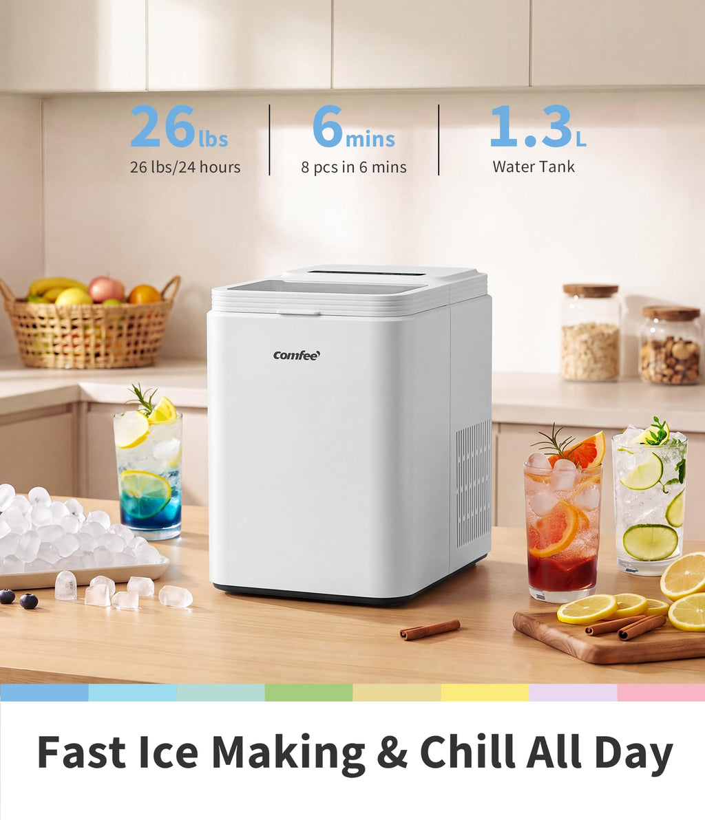 Comfee 33lbs Countertop Bullet Ice Maker, Self-Cleaning, with Ice Scoop