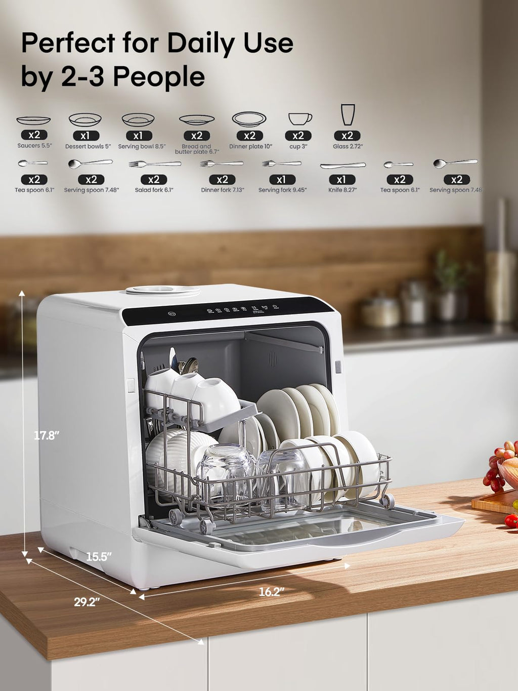 Countertop Dishwasher with Delay Start, 5+1 Wash Programs