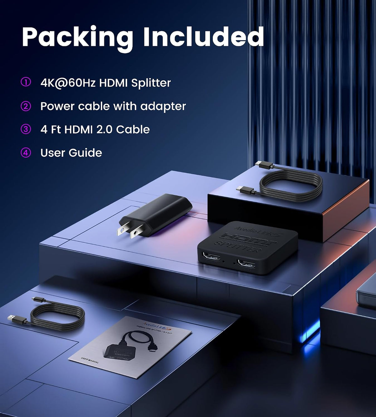 avedio links 4K@60Hz HDMI Splitter 1 in 2 out, Mirror Same Screen Only