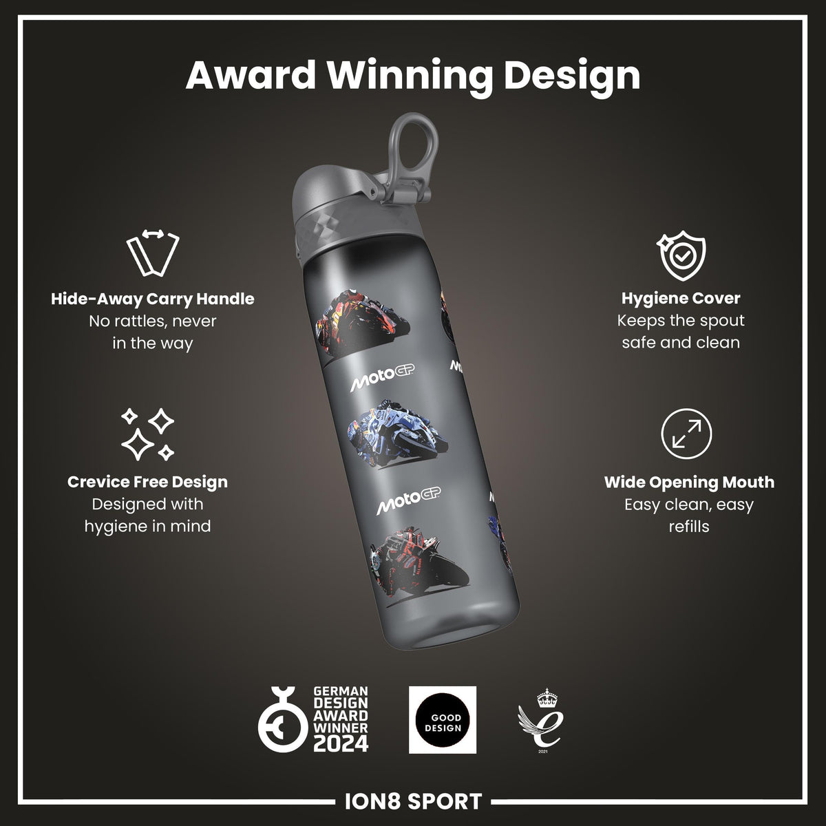 ION8 Leak Proof Water Bottle, 500ml (18oz), Fighter Jets