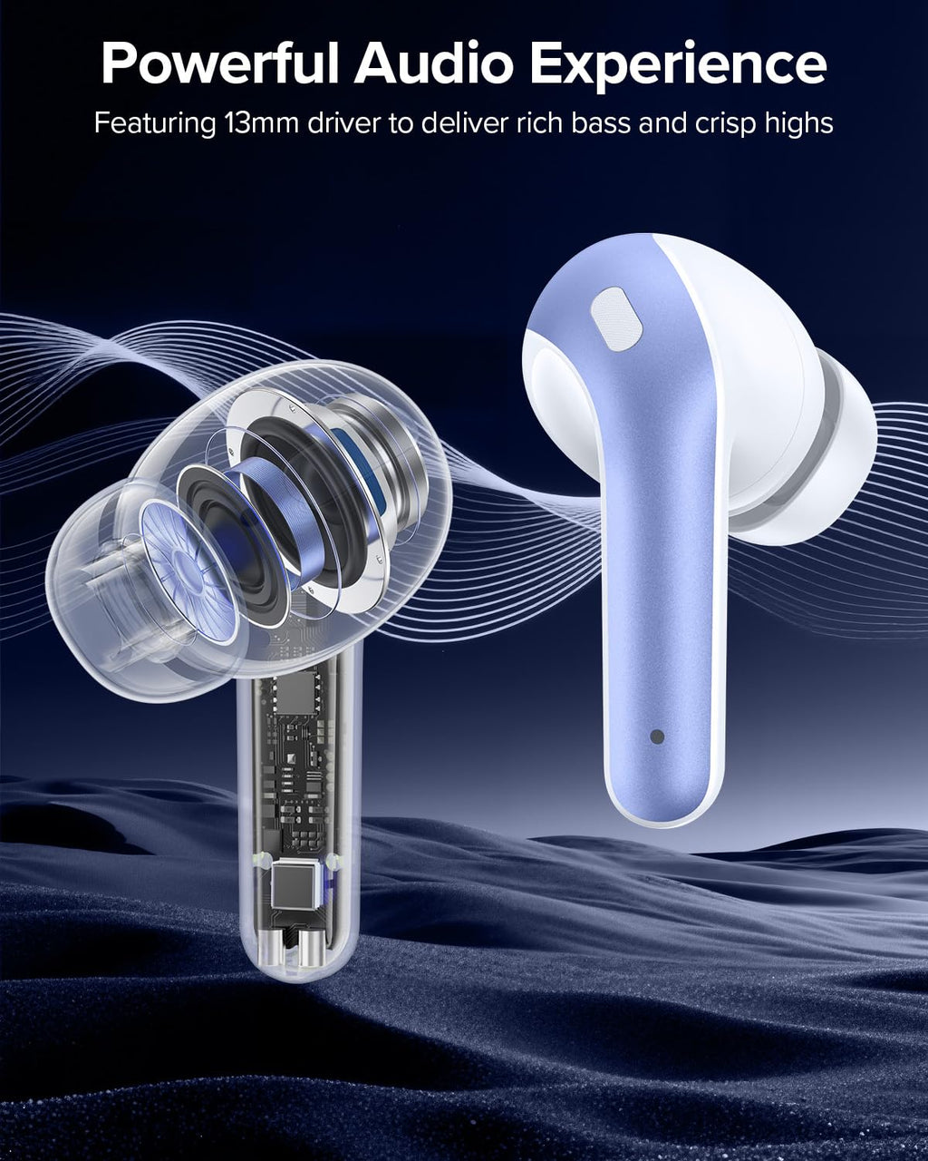 TAGRY Bluetooth Headphones True Wireless Earbuds 60H Playback LED Power Display Earphones with Wireless Charging Case IPX5 Waterproof in-Ear Ear buds with Mic for TV Smart Phone Laptop Computer Sports