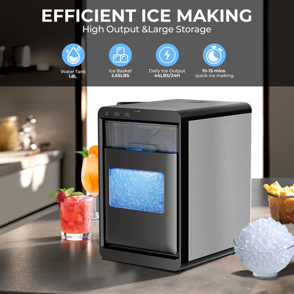 Antarctic Star Countertop Ice Maker Machine, 26Lbs/Day Fastest 6‑Min Ice