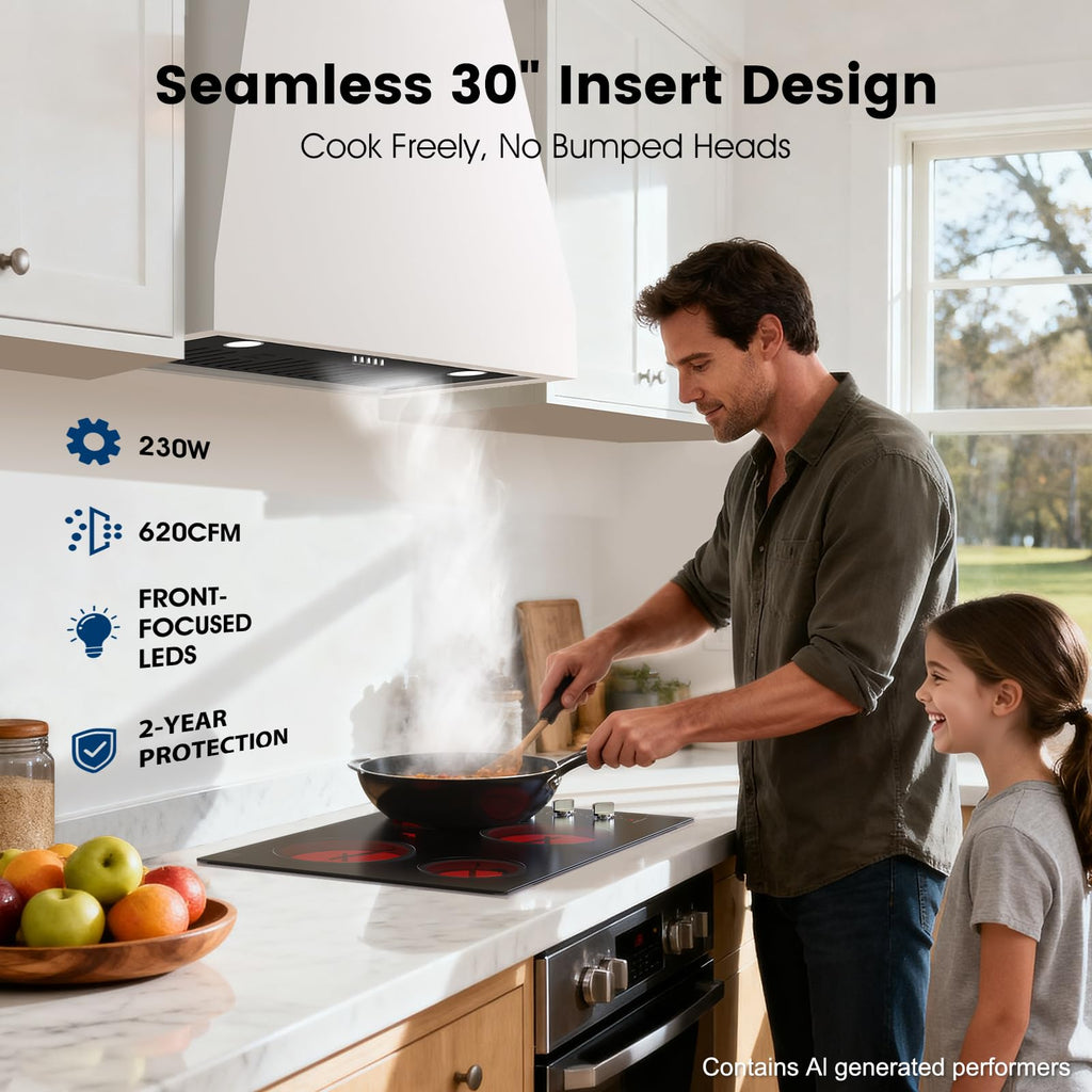 Range Hood Insert 30 inch, 620CFM Built-in Kitchen Hood