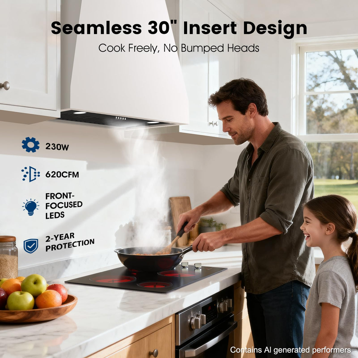 Range Hood Insert 30 inch, 620CFM Built-in Kitchen Hood