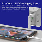Multi Plug Wall Outlet Surge Protector with 6-Outlet & 4 USB Ports(2USB-C)