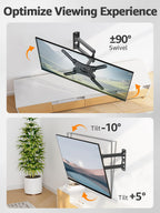 ELIVED Full Motion TV Wall Mount for 26-60" TVs, Max VESA 400x400, 77 lbs.