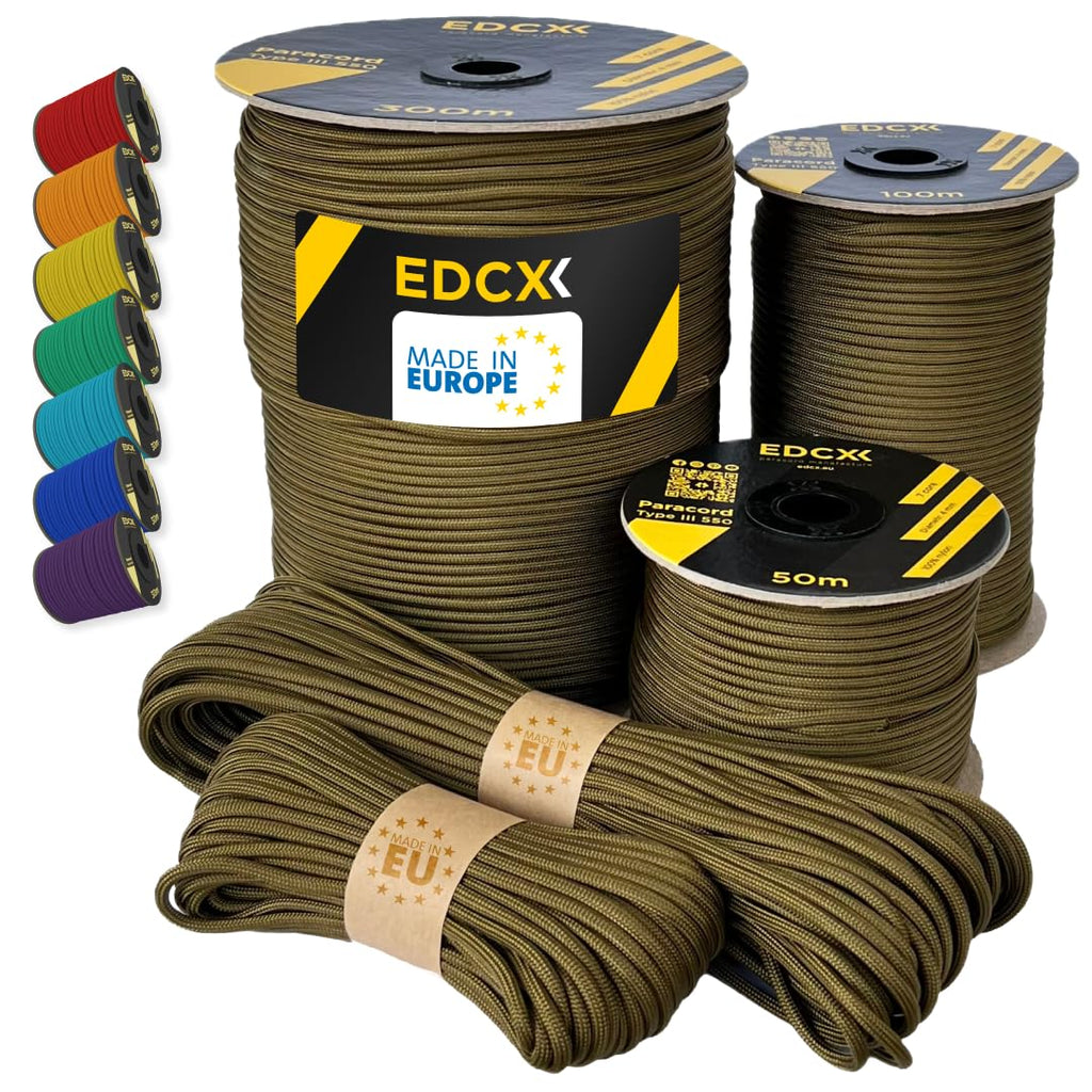 Paracord 550 4mm, 35+ Solid Colors (10m, 15m, 30m, 50m, 100m, 300m)