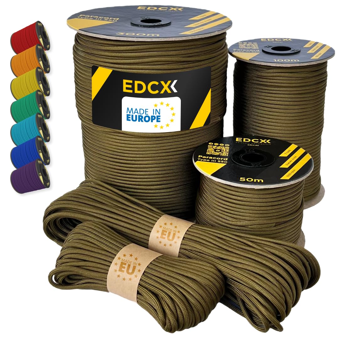 Paracord 550 4mm, 35+ Solid Colors (10m, 15m, 30m, 50m, 100m, 300m)