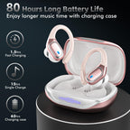 HAOYUYAN Wireless Earbuds, Sports Bluetooth Headphones, 80Hrs Playtime Ear Buds with LED Power Display, Noise Canceling Headset, IPX7 Waterproof Earphones for Workout/Running (Camel)