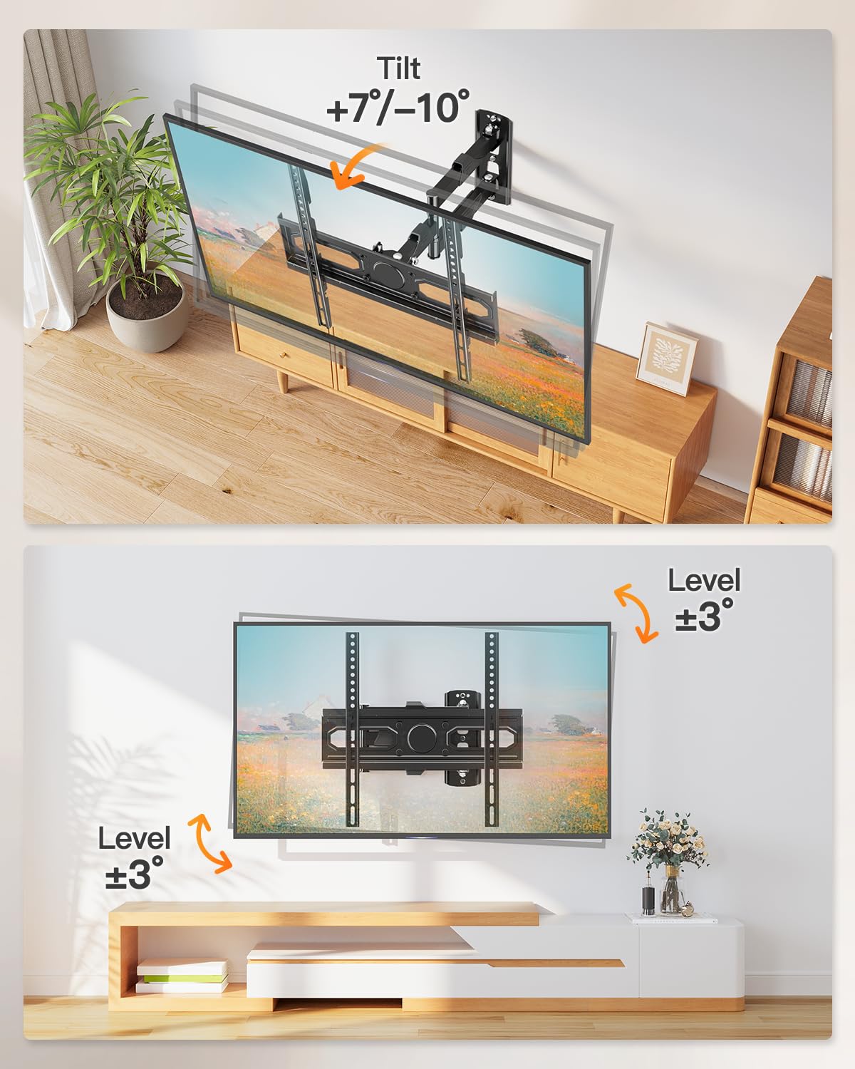 ELIVED Full Motion TV Wall Mount for 26-60" TVs, Max VESA 400x400, 77 lbs.