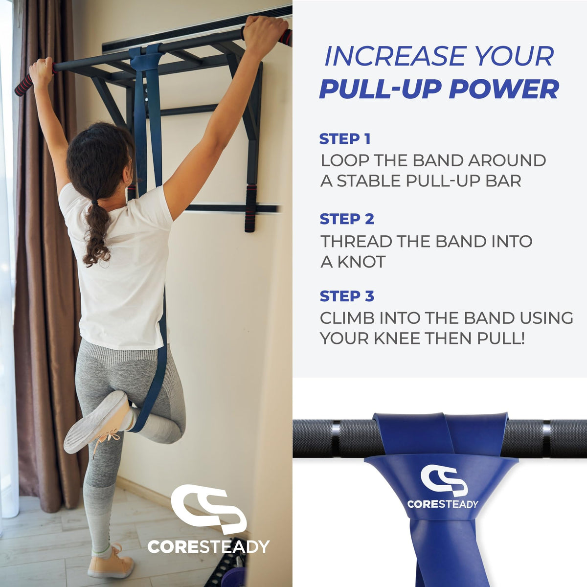 Coresteady Pull Up Bands & Resistance Bands - Heavy Duty Loop Band for Men & Women - Build Fit Power & Muscle - Training, Fitness Assist Pull Ups & Gym Exercise