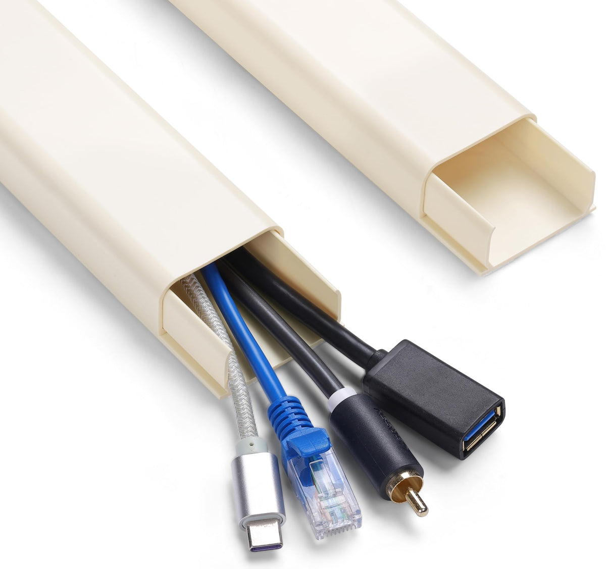 ZhiYo 43" Cord Covers for Wires on Wall, Beige Cord Hider, 0.7" W x 0.4" H