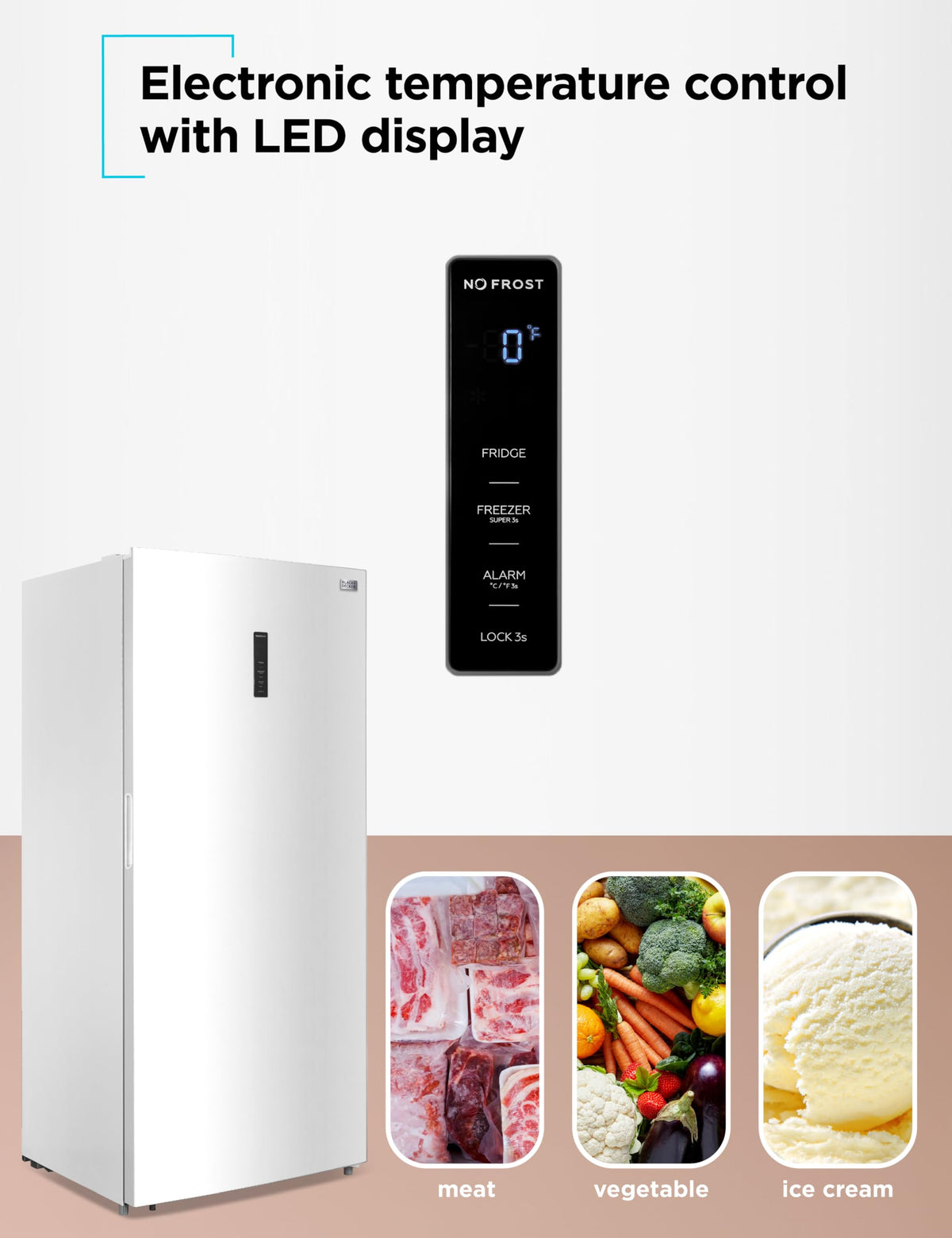 BLACK+DECKER 14 Cu. Ft. Convertible Freezer Refrigerator, Upright Freezer with Glass Shelves, ENERGY STAR rated, Frost Free, BUC1400XB, Black