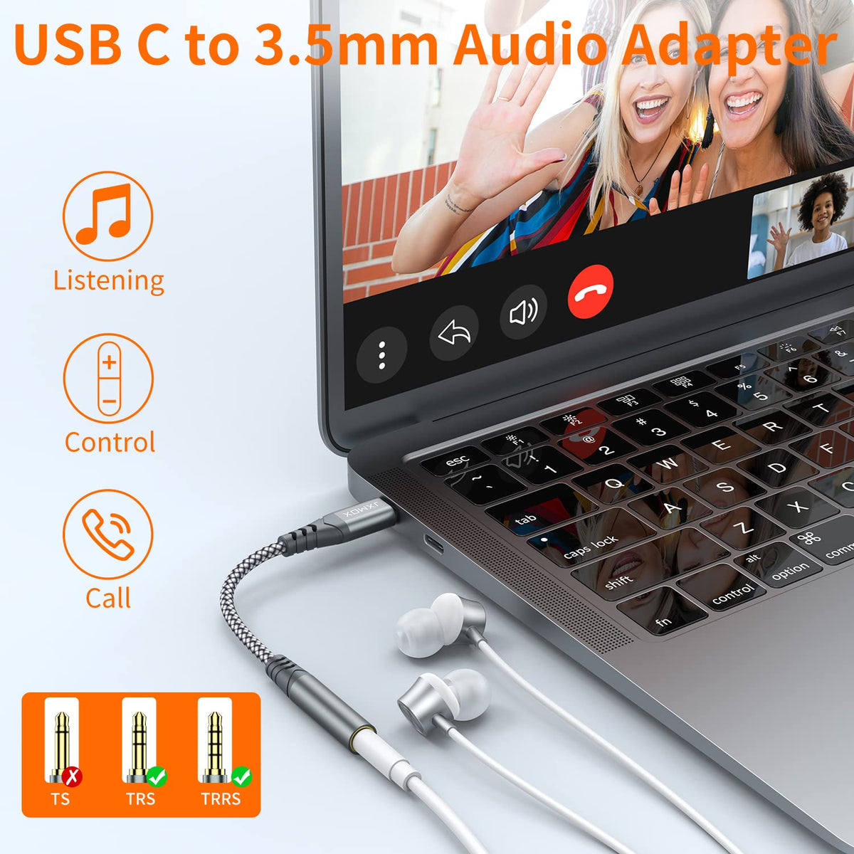 JXMOX USB Type C to 3.5mm Female Headphone Jack Adapter, USB C to Aux Audio Dongle Cable Cord Compatible with iPhone 17 Air 16 15 Pro Max, Samsung Galaxy S25 S24 S23 S22, Pixel 9 8, iPad Pro, MacBook