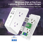 Multi Plug Wall Outlet Night Light, POWRUI 6 Outlet Extender & 3 USB Ports