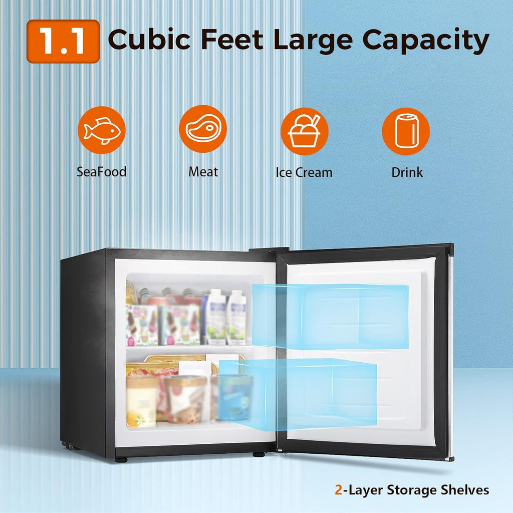 Kismile Small Freezer Upright, 3.0 Cu.ft Mini Freezer, Stainless Steel
