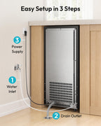 EUHOMY 15" Under Counter Ice Maker, 90lbs/24H, 24lb Bin, Gravity Drainage