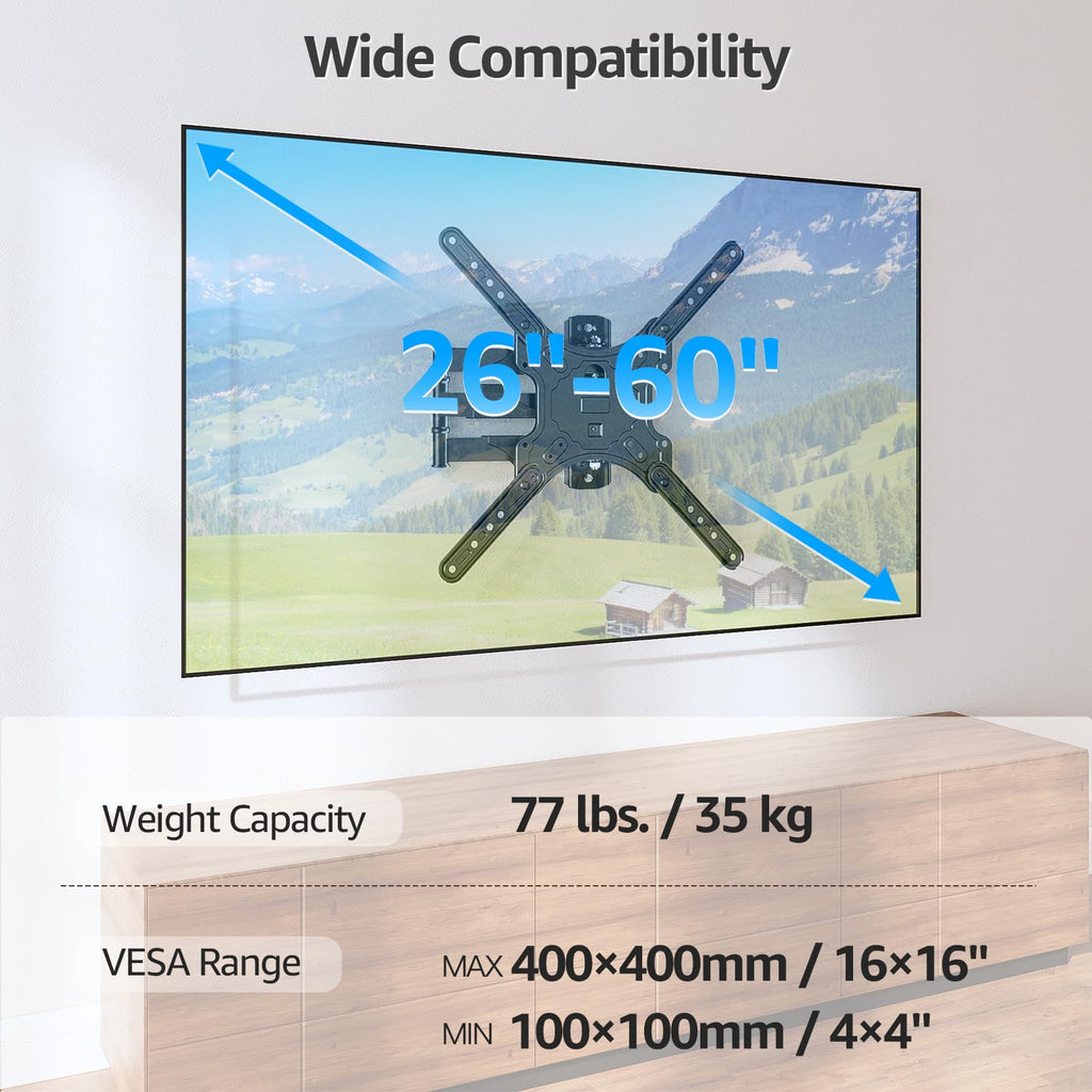 MOUNTUP 550 mm Long Arm TV Wall Bracket for 14–42 Inch TVs & Monitors