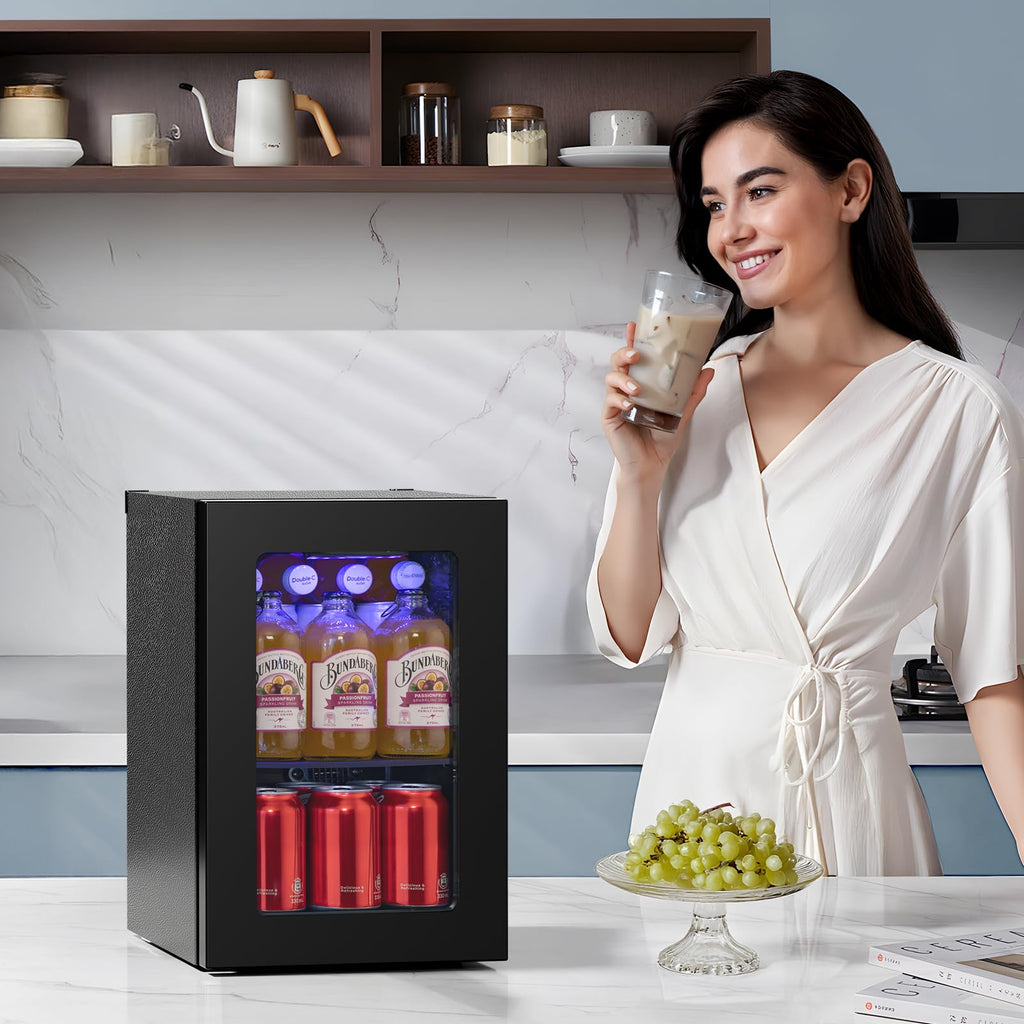 Antarctic Star 12 Bottle 48 Can Beverage Refrigerator Cooler - Mini Fridge Glass Door for Beer Soda Drinks or Wine,Freestanding Beverage Fridge for Home and Bar with Adjustable Shelving, 1.3 Cu. Ft.