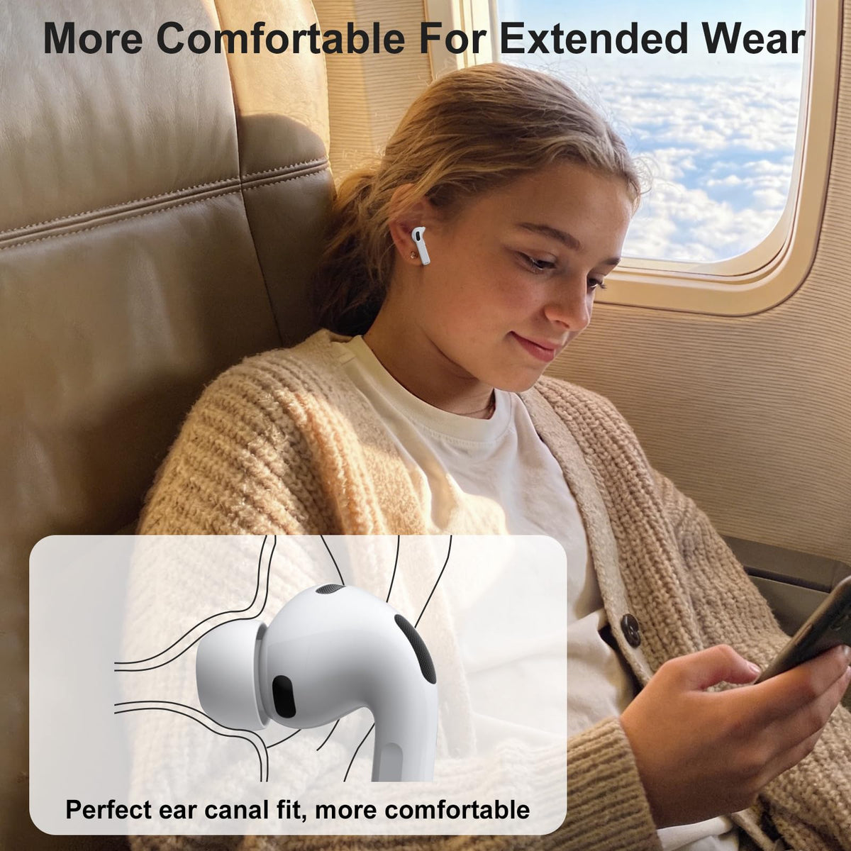 3 Pairs Replacement Ear Tips for AirPods Pro 2nd & 1st(Small, Black)