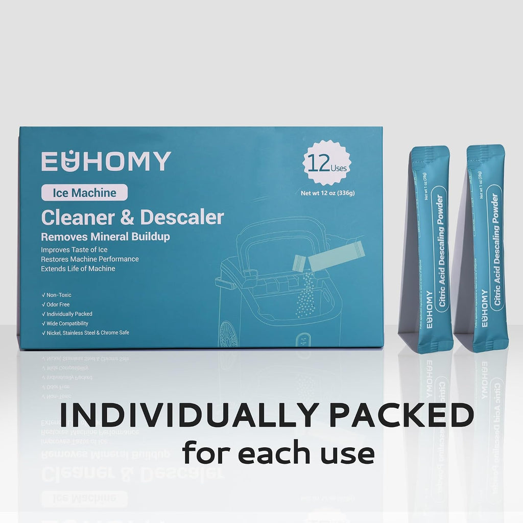 EUHOMY Ice Maker Cleaner & Descaler, 12 Uses & Individually Packed