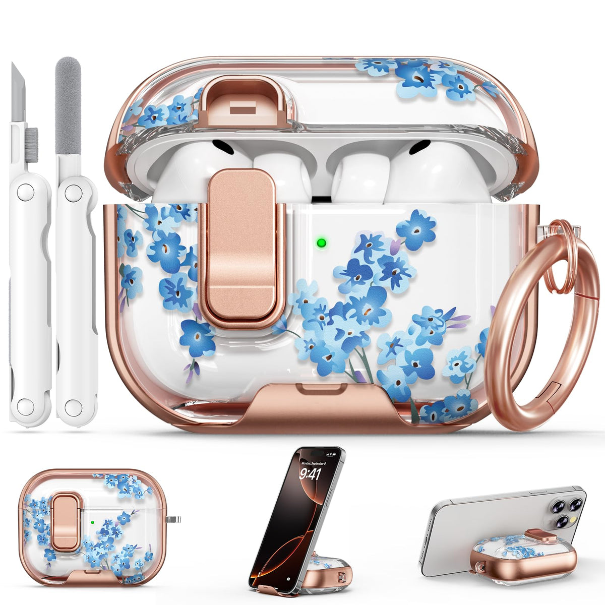 for AirPods Pro 2nd/1st Case (2023-2019)-Purple Bell Flower