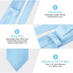 URAQT Men Solid Satin Necktie, 8cm Classic Formal Tie