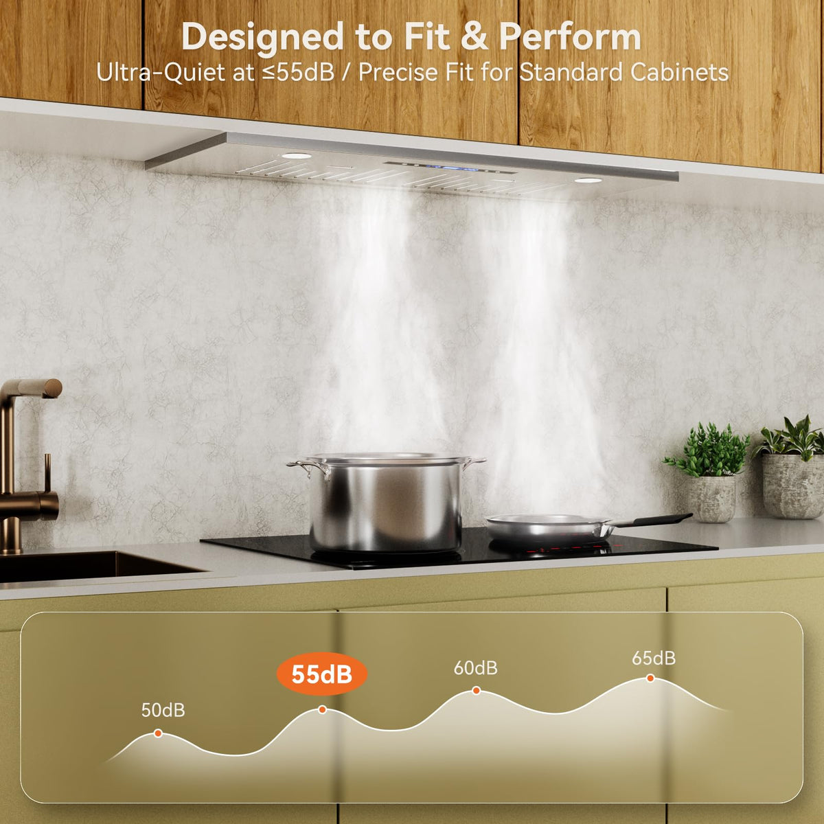 Hermitlux 30″ Built in/Insert Range Hood, 600 CFM Stainless Steel Vent Hood