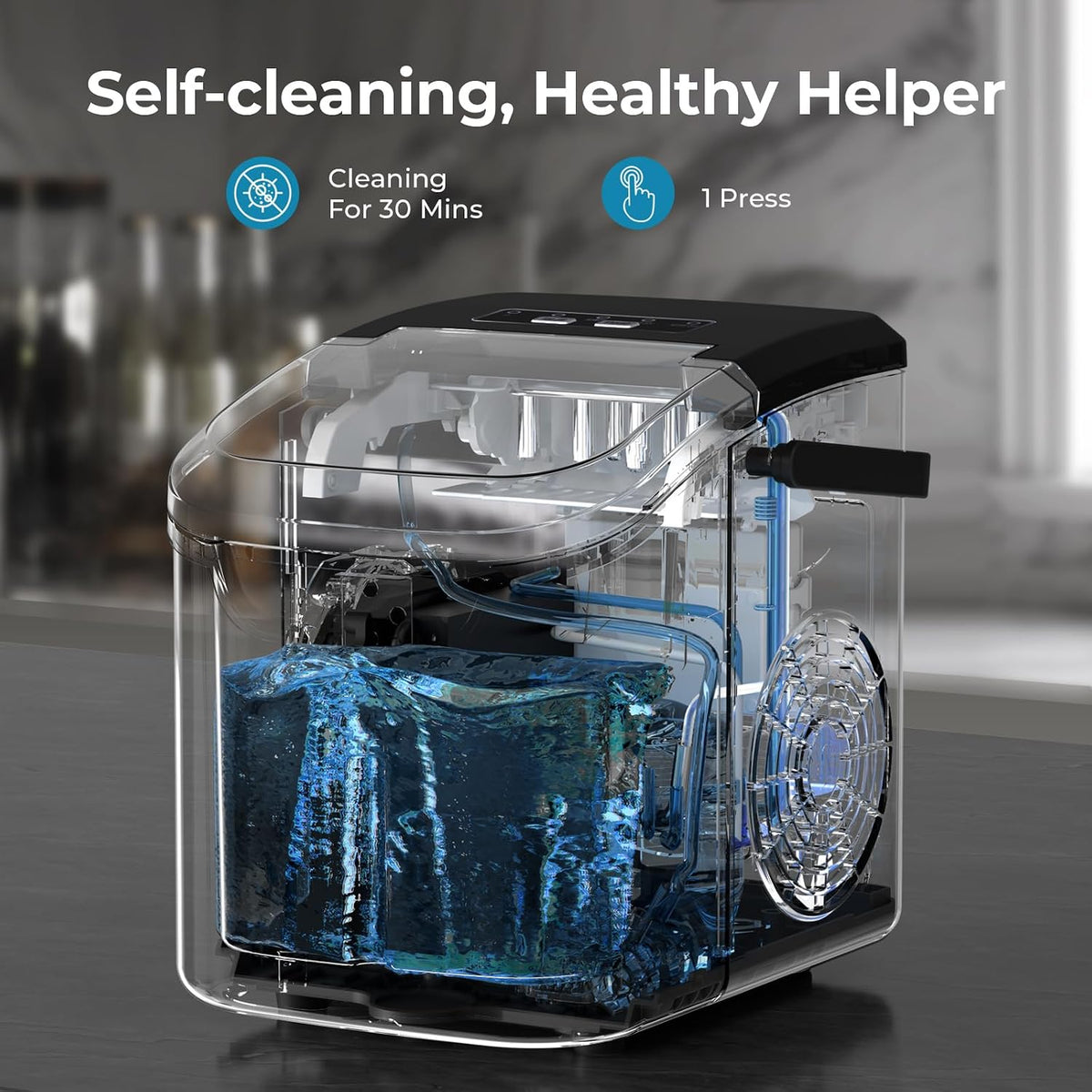 Antarctic Star Countertop Ice Maker Machine, 26Lbs/Day Fastest 6‑Min Ice