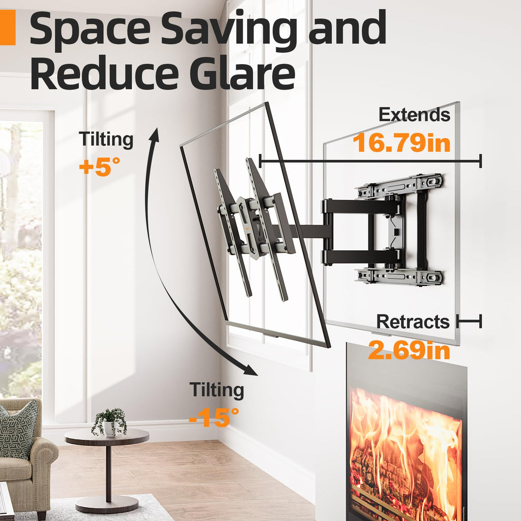 IWORKBOARD 55 65 75 85 inch Tilting TV Wall Mount for 32-90 '' TVs, Low Profile TV Mount Bracket, Safe Lock & Quick Release,Max VESA 600x400mm, 24 inch Studs,132 lbs, Fit Most 55+ 75+ 85+ 86 TVs