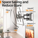 IWORKBOARD 55 65 75 85 inch Tilting TV Wall Mount for 32-90 '' TVs, Low Profile TV Mount Bracket, Safe Lock & Quick Release,Max VESA 600x400mm, 24 inch Studs,132 lbs, Fit Most 55+ 75+ 85+ 86 TVs