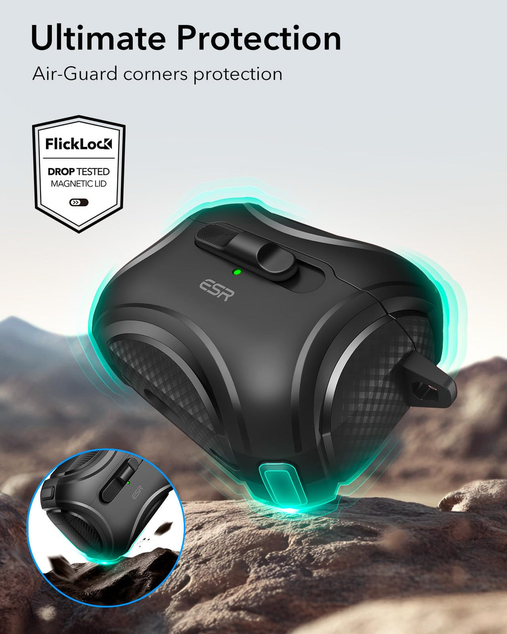 ESR for AirPods 5/4 Case, Compatible with MagSafe, Drop-Proof Lock, Black