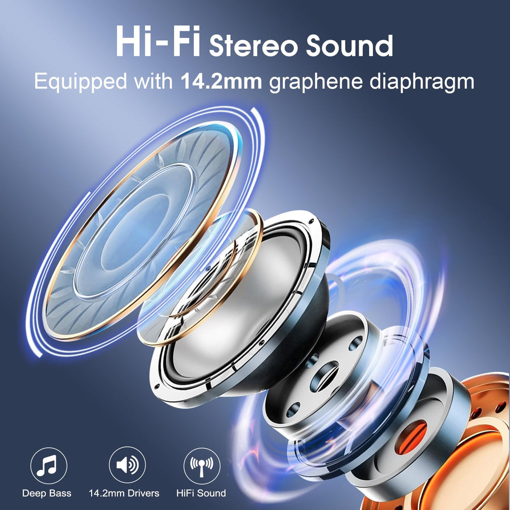 Aptkdoe Wireless Earbuds 75H Bluetooth 5.4 Sport Headphones with Earhooks