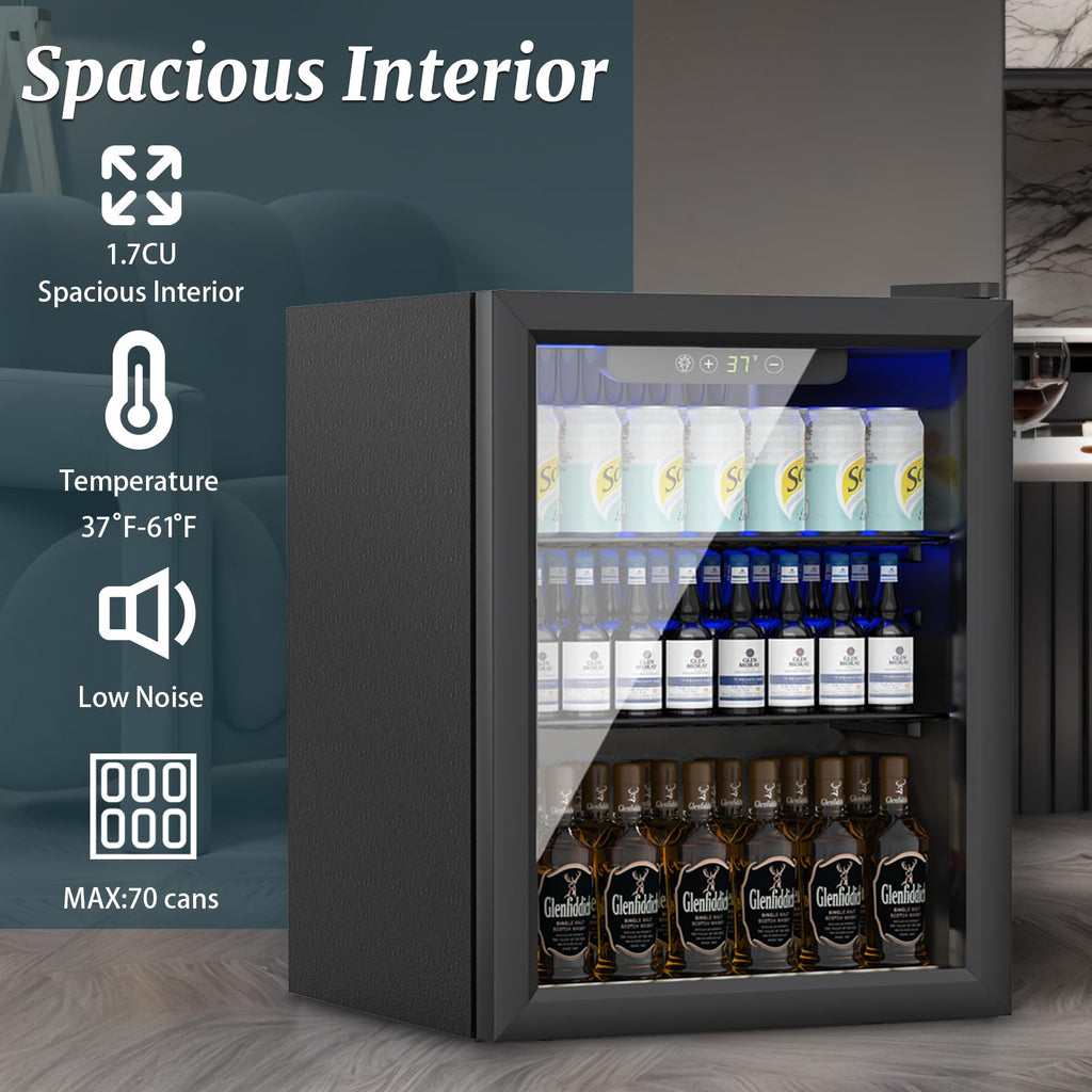DOGHLY 0.95 Cu.Ft Mini Fridge Mirror Door for Beverages & Skincare, 24 Cans