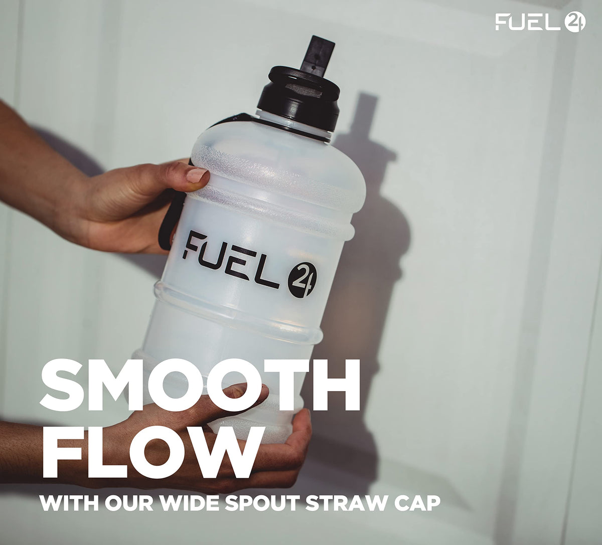 Fuel24 Jug - 2.2 Litre Water Bottle - Extra Strong Flex Material - Drop Proof, Pop or Straw Cap Options - 2.2L Large Gym Sports Bottle, BPA FREE