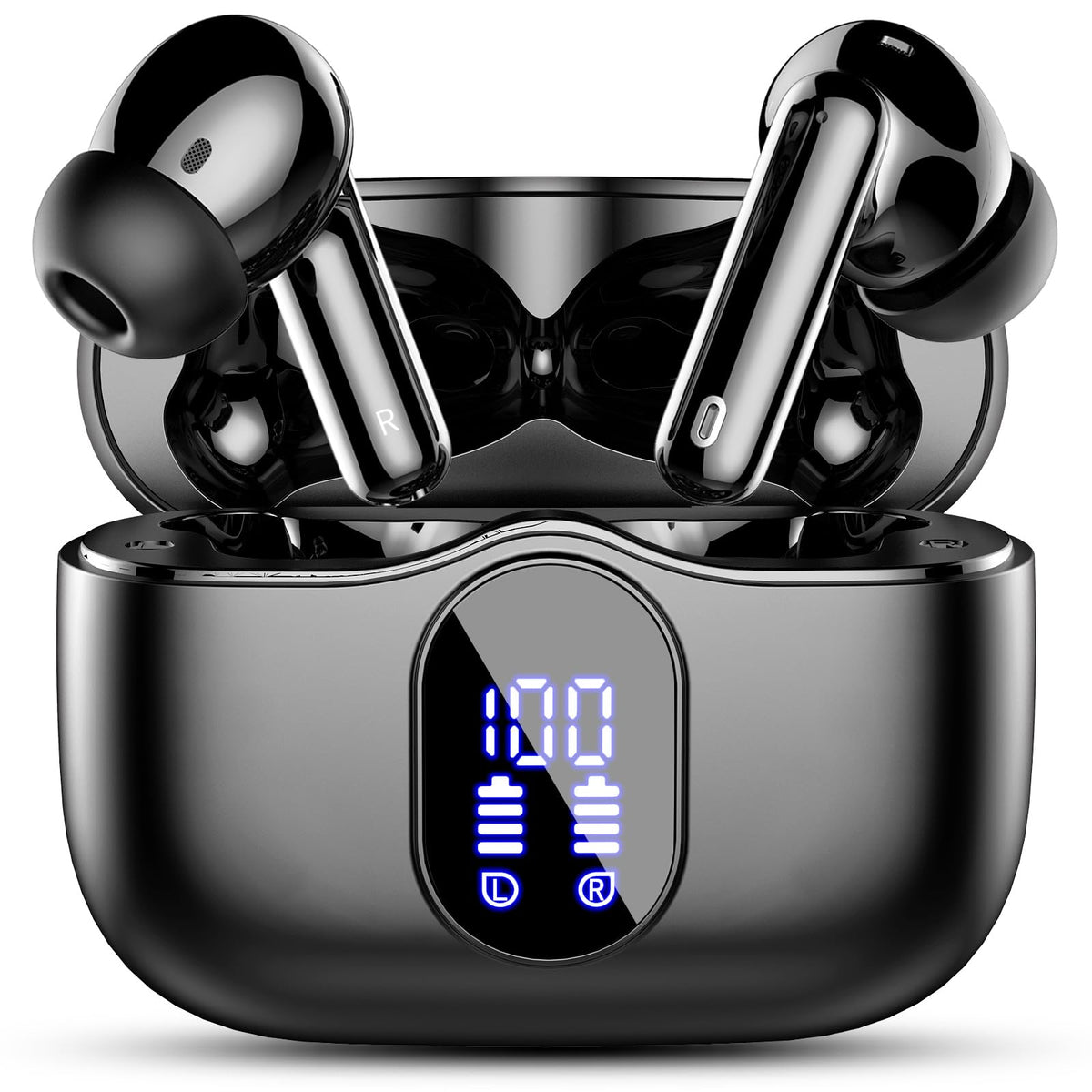 Wireless Earbuds, Bluetooth 5.4 Headphones Bass Stereo/Clear Calls, White