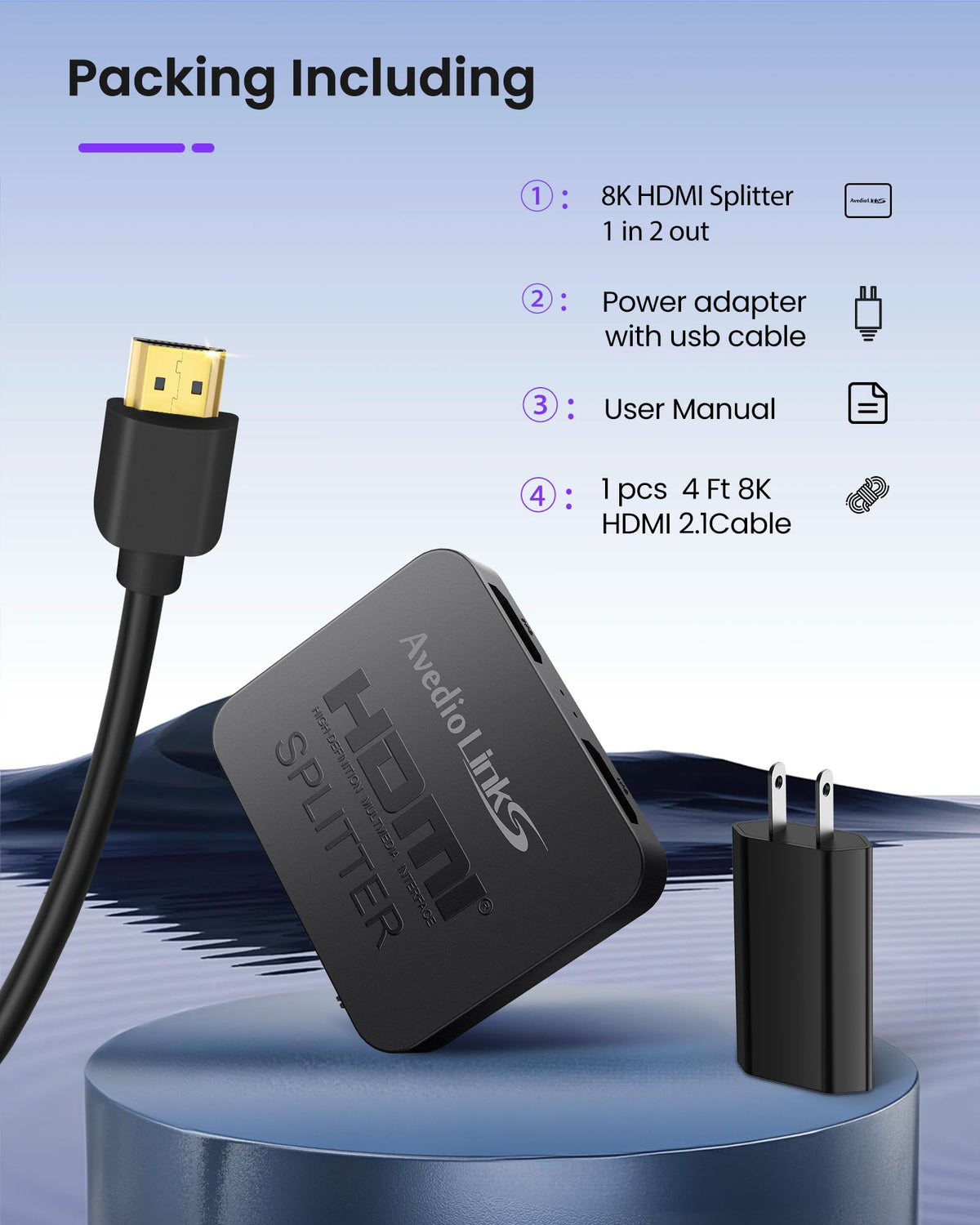 avedio links 4K@60Hz HDMI Splitter 1 in 2 out, Mirror Same Screen Only