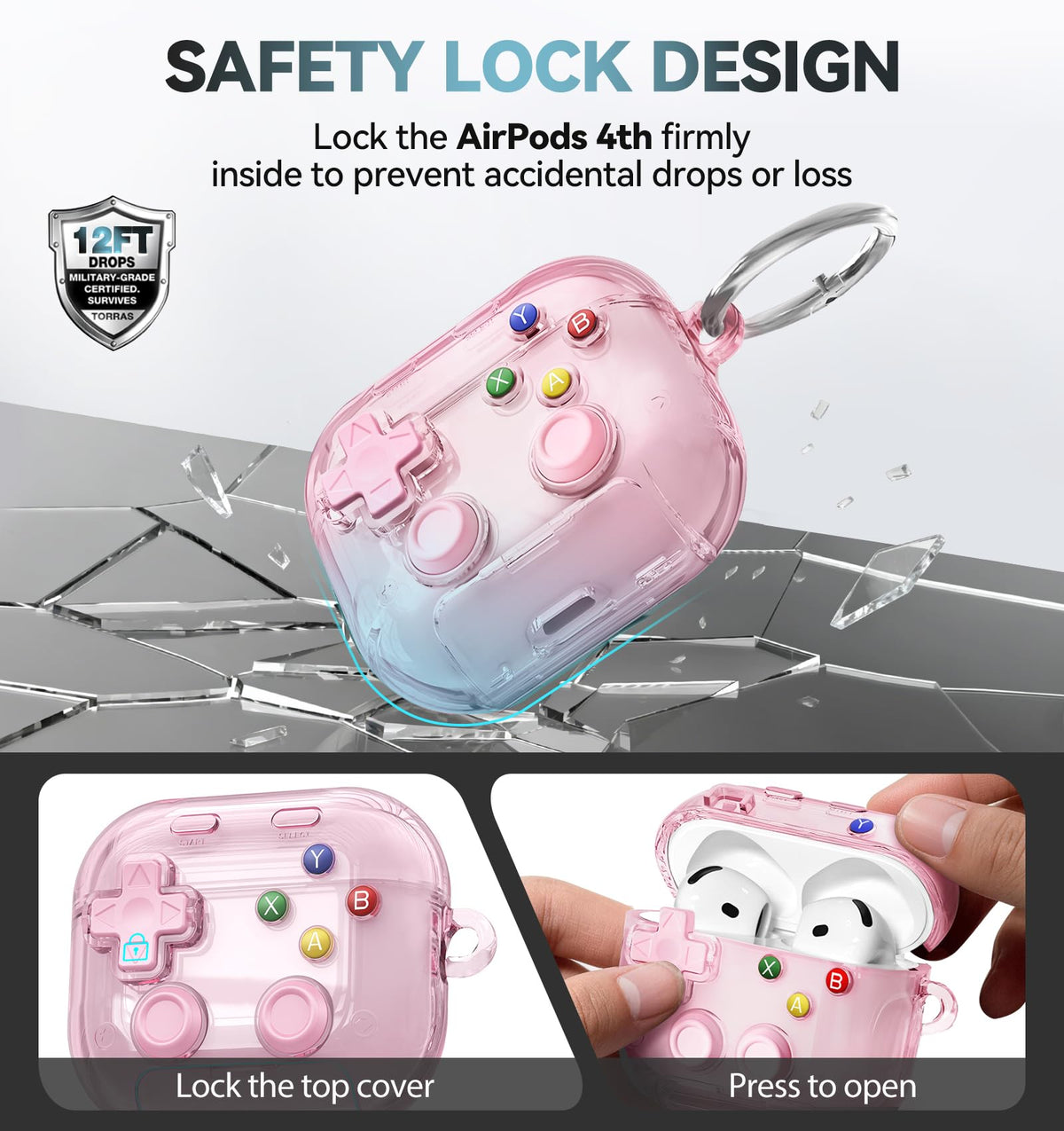 for AirPods Pro 3 Case Cover 2025 with Safety Lock-Clear White