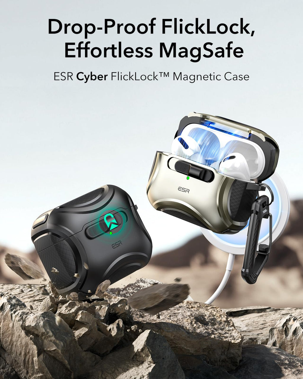 ESR for AirPods 5/4 Case, Compatible with MagSafe, Drop-Proof Lock, Black