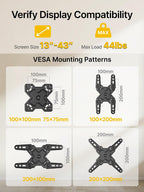 monTEK Full Motion Small TV Wall Mount for 13-43 Inch TVs up to 44 lb