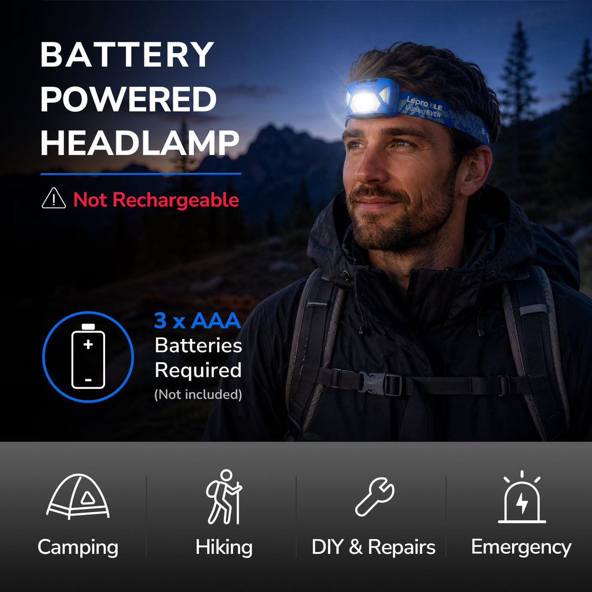 Lepro LED Head Torch 2 Pack with Red Light, Super Bright Headlamp 6 Modes
