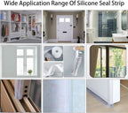 Silicone Seal Door Strip Bottom - 8M/26ft (W: 35MM) Silicone Sealing Sticker Self Adhesive Weather Stripping for Gaps of House, Glass Shower, Window and Door, Weatherproof Soundproof Insect Proof