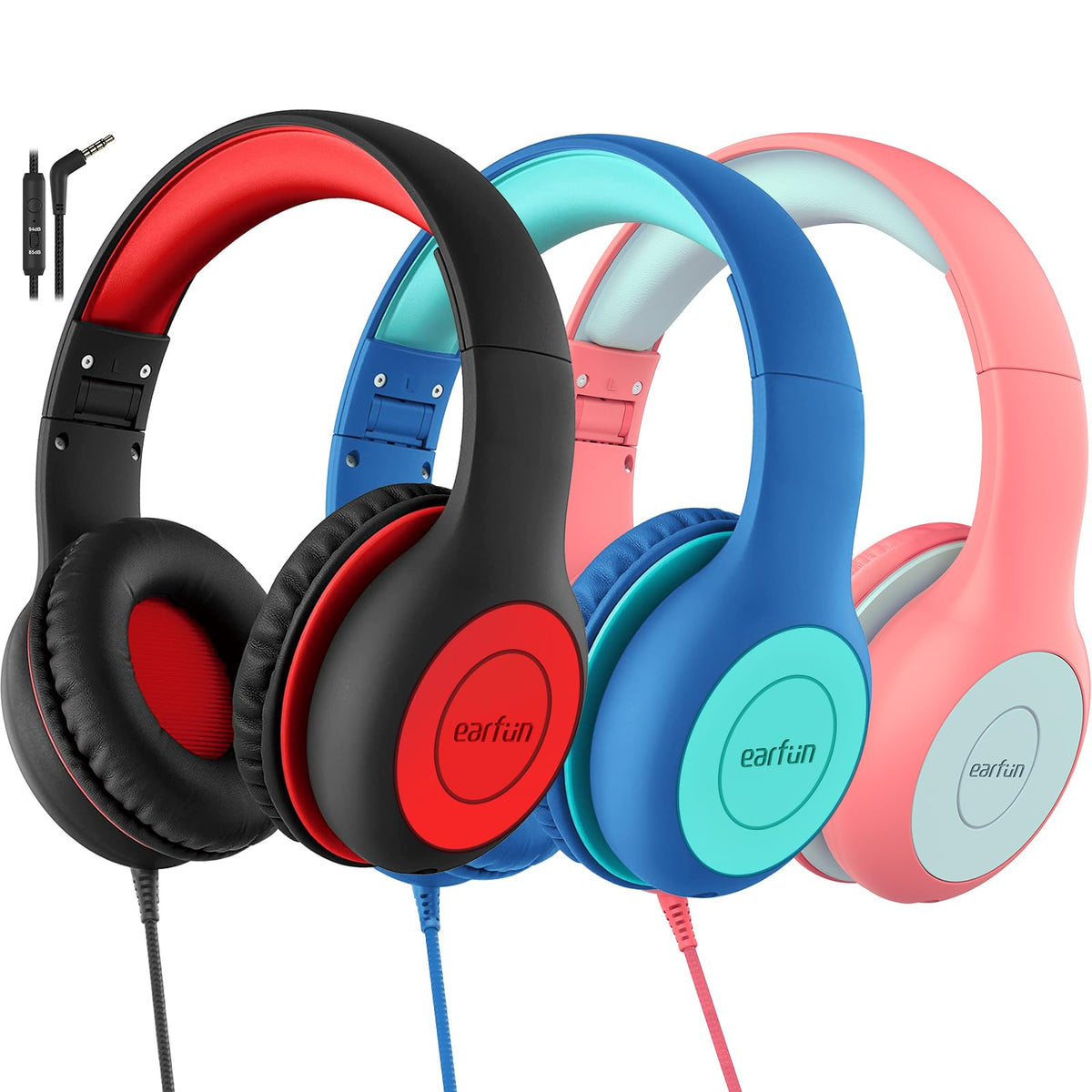 EarFun K1 Kids Headphones Wired with Mic, Volume Limit Headphones for Kids