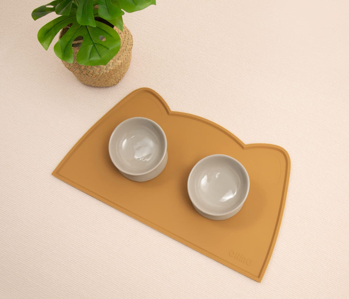 OHMO Silicone Cat Food Mat for Food&Water Bowls, 46x25cm, Honey