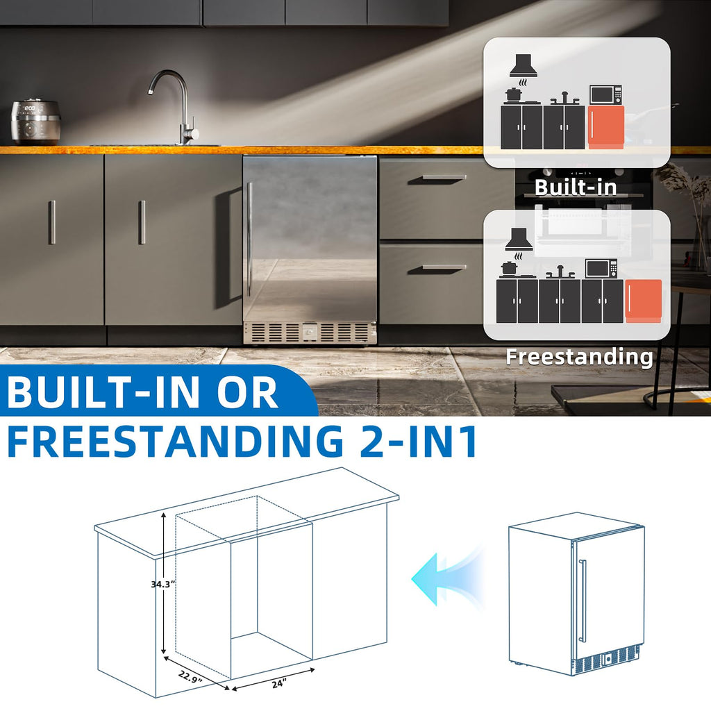 Antarctic Star 18L Mini Fridge Cooler 24Can, Beverage Refrigerator with Quiet Compressor, LED Light,Freestanding Small Fridge with Electronic Temperature Control for Home and Bar(40-61 ℉)