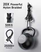 RAVIAD Multi Charger Cable 3 Packs 1.2M 3 in 1 Charging Cable Nylon Braided