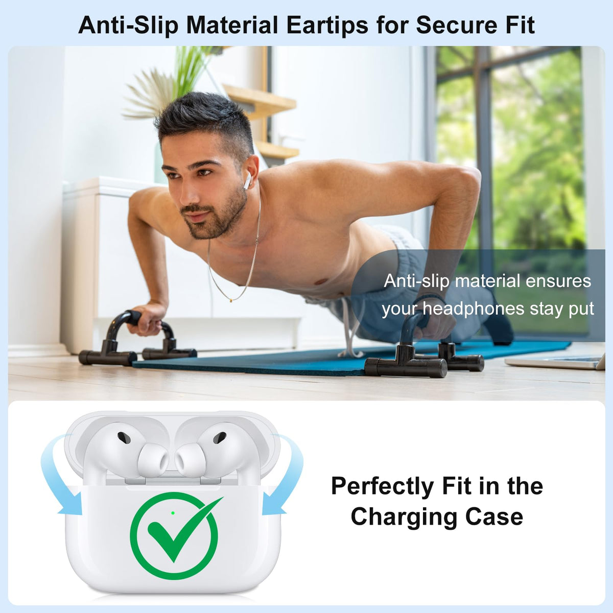 3 Pairs Replacement Ear Tips for AirPods Pro 2nd & 1st(Small, Black)
