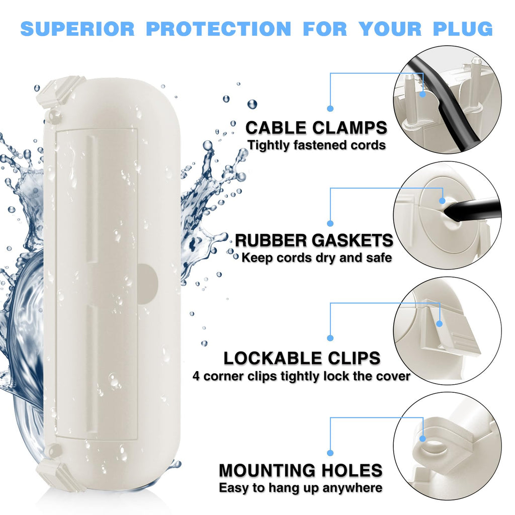 [3 Pack] Flemoon Outdoor Extension Cord Safety Cover with Waterproof Seal