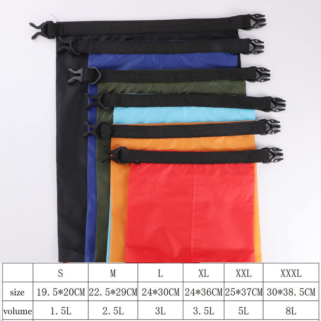 kuou 5 Pack Waterproof Dry Bags, 1.5L-6L, Lightweight, Black