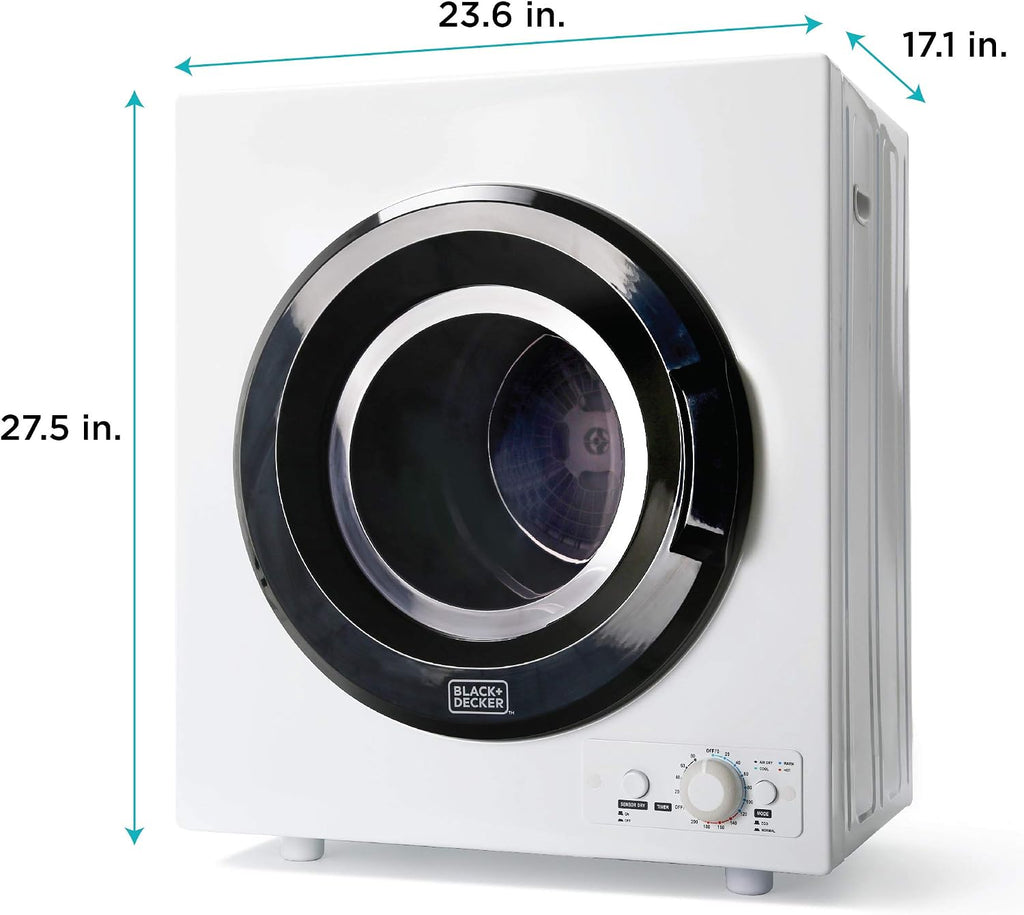 BLACK+DECKER 2.65 Cu. Ft. Portable Dryer, 8.8 lb. Capacity, BCED26, White